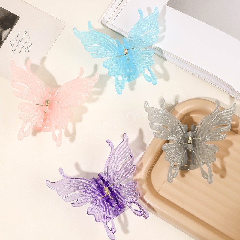 Kunststoff-Schmetterlingsklemmen Haarkrabben-Badeklammer Hairgrip Hair Claw Clip Hairpin Jelly Butterfly Haarspangen Frauen Mädchen Haarschmuck