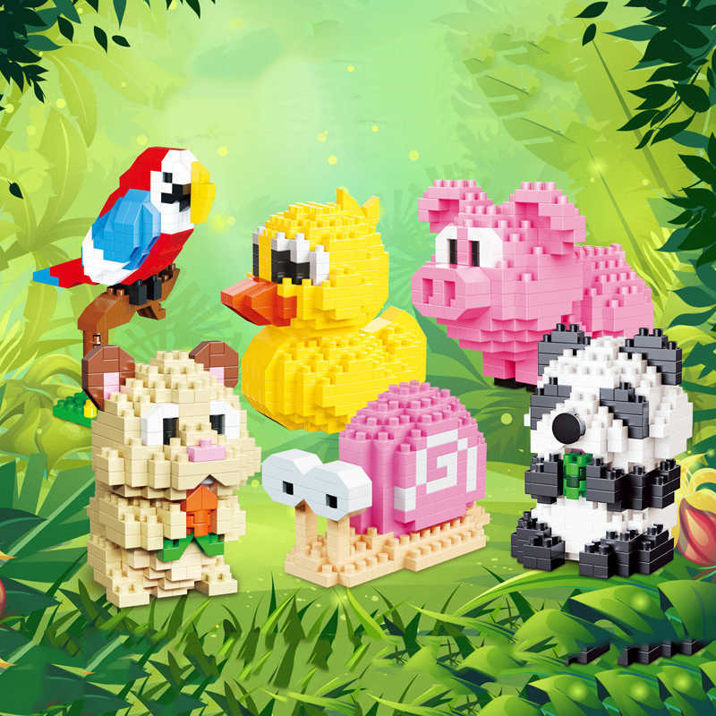 Block Daia 66890 Animal Paradise World Yellow Duck Bird Pet 3D Model DIY Mini Diamond Blocks Bricks Building Toy for Children No Box