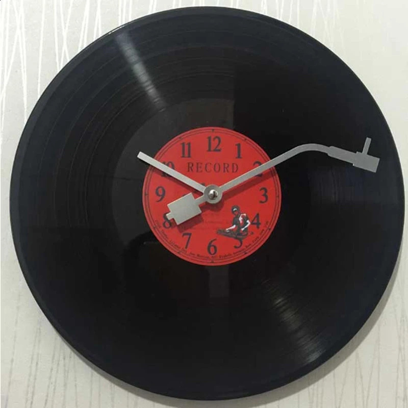 Relojes de pared Reloj ultra silencioso retro nostálgico europeo Disco de vinilo Personalidad Cafe Bar Decorativo 231116