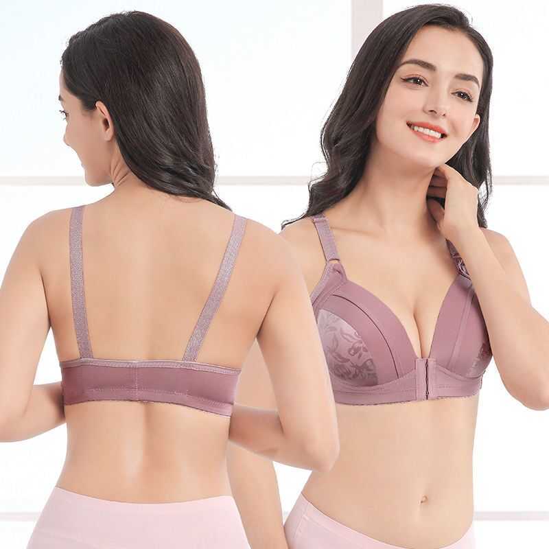 BRAS Push Up Sutyen Kadınlar için ön kapanma artı Beden Seksi İç çamaşırı Kablosuz Bralette Kadın İnce Çiçek Yumuşak Brassiere Üst P230417