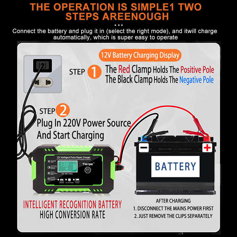 New 6A 12v Car Battery  Automotive Battery  AGM GEL Lead-Acid Pulse Repair For Auto Motorcycle LCD Display Drop Ship