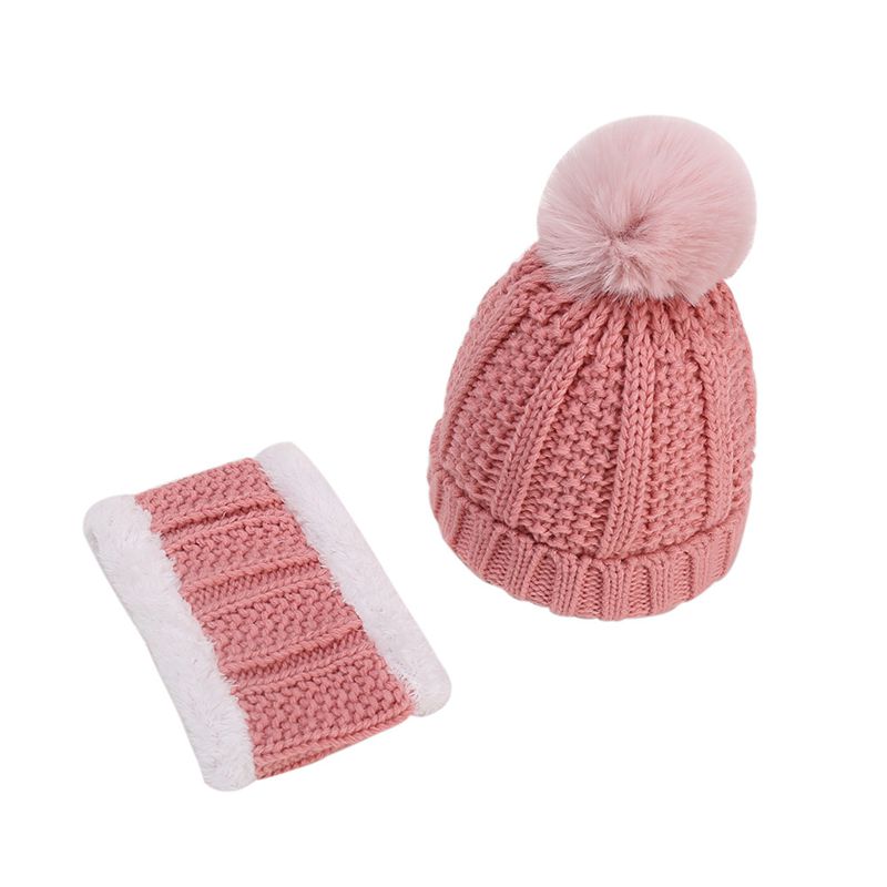 Baby Pompom Muts Sjaal Set Winter Wollen Kinder Pom Poms Gebreide Muts Sjaal 2 stksvoor Jongens en Meisjes Hoeden Feesthoeden Q748