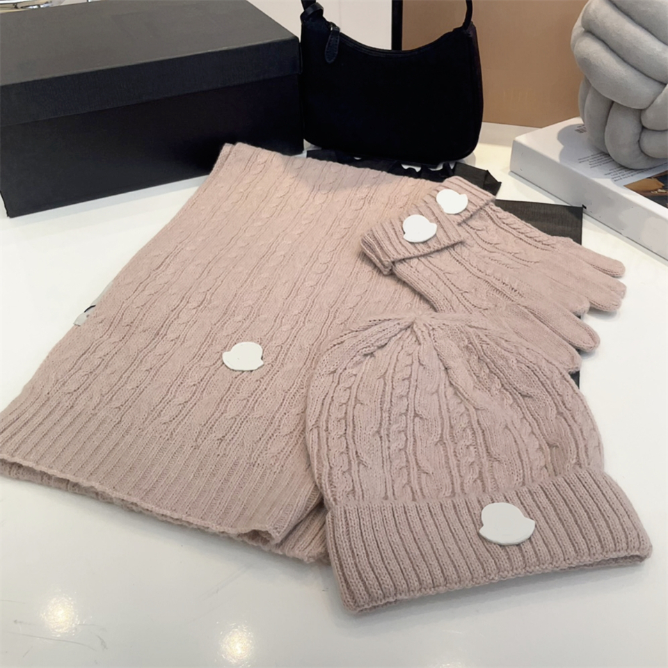 Luxury Designer Knitted Scarf Hat Glove Three-piece Sets Fashion Brand Fall Winter Thermal Knitt Glove Wool Beanie Hats For Men And Women Warm Gloves Hats Scarfs