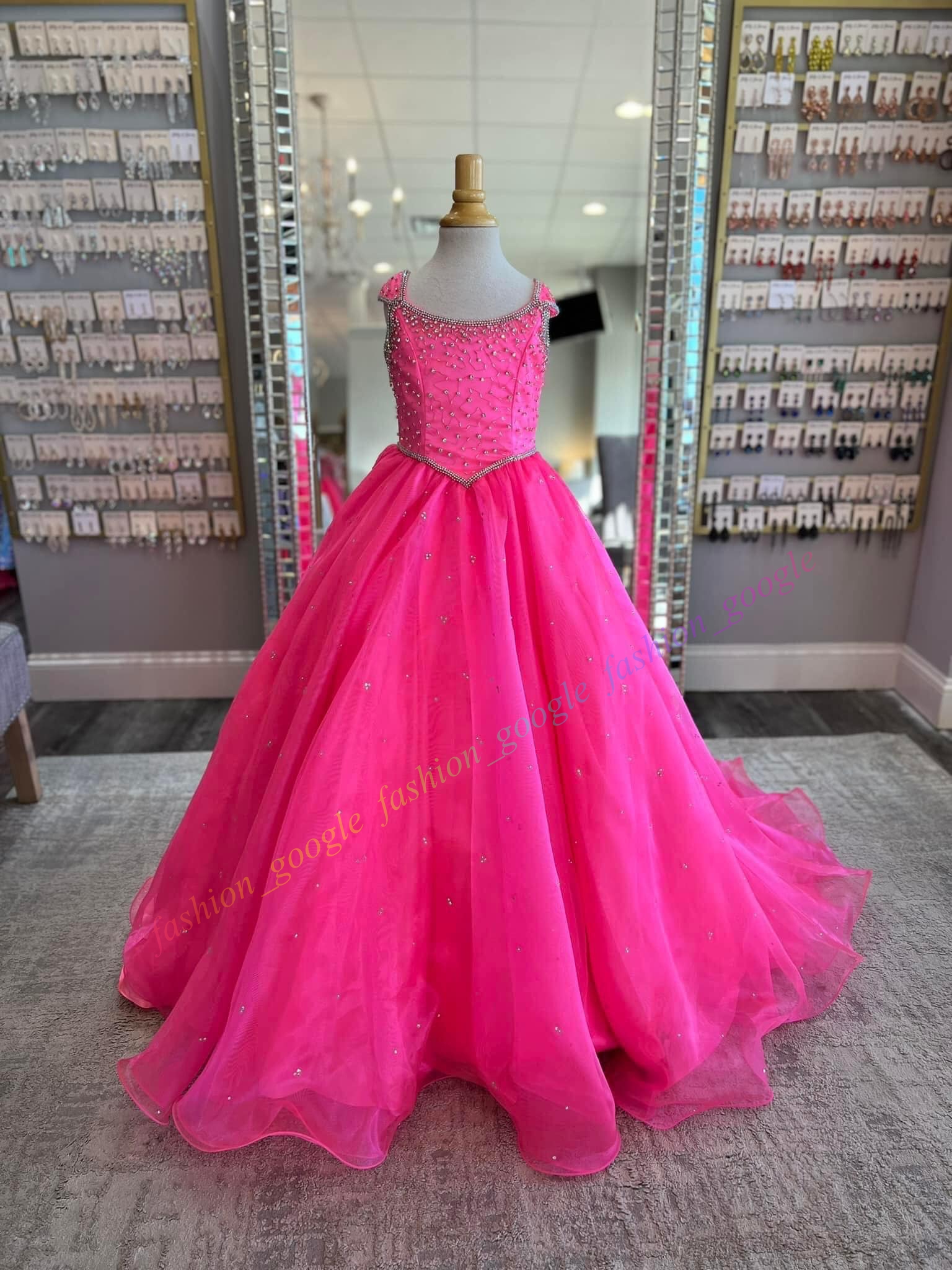 Barbie Pink Little Girl Pageant Dress Crystal Tassel Cap Sleeves Orange Baby Kid Fun Fashion Runway Drama Birthday Cocktail Party Gown Toddler Teen Preteen