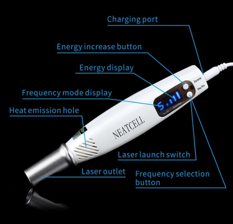 Machine portative de détatouage au laser picoseconde Stylo laser pico professionnel Dispositif de suppression de tatouage Nettoyant pour taches de rousseur Enlèvement de pigments de taches foncées de taupe Lumière bleue rouge