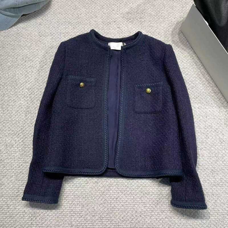 Casual Dresses designer 22CE Autumn and Winter New Little Fragrant Tibetan Blue tweed Woven Wool Coat Celebrity Style Short Top QI5Z