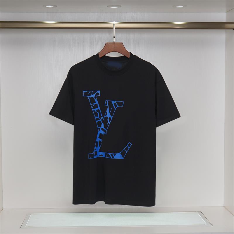 2023 Sommer neues schwarz bedrucktes Kurzarm-Buchstaben-T-Shirt mit rundem Kragen, loses Kurzarmhemd für Männer und Frauen