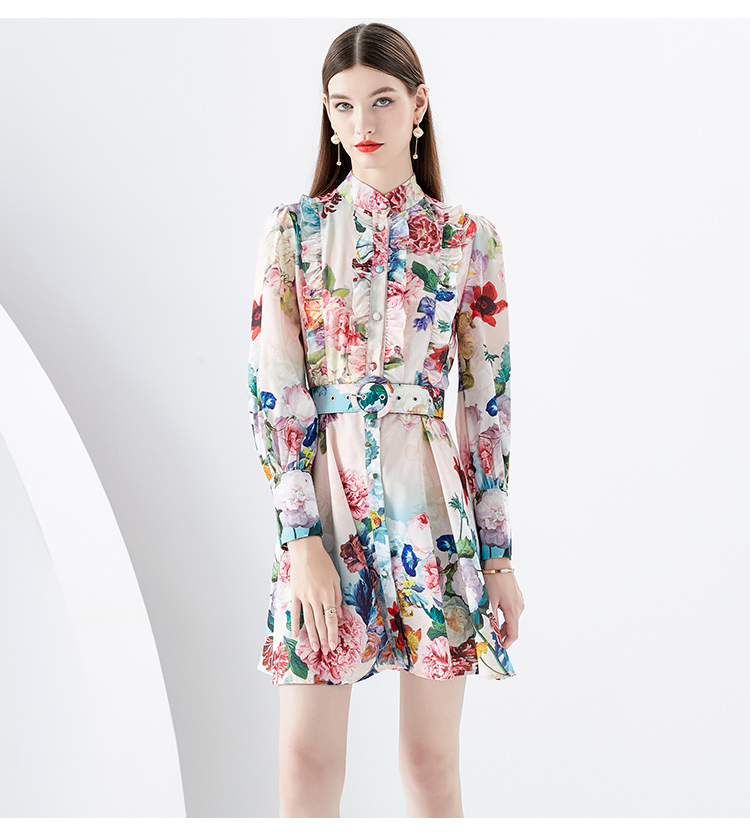 Casual Dresses Runway Holiday Flower Mini Dress 2024 New Women