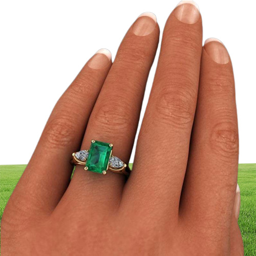 Joyas de oro de 14k anillo de esmeralda verde para mujeres Bague Diamant Bizuteria anillos de pura piedra preciosa esmeralda anillo de oro de 14k para hembras y9214623