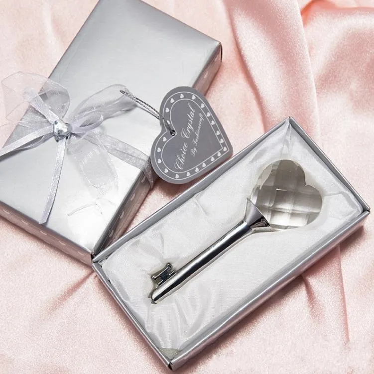 Chave de Crystal Heart com caixa de presente Favors Birthdays Kestsakes Party Giveaway Gift for Guest Dh8620