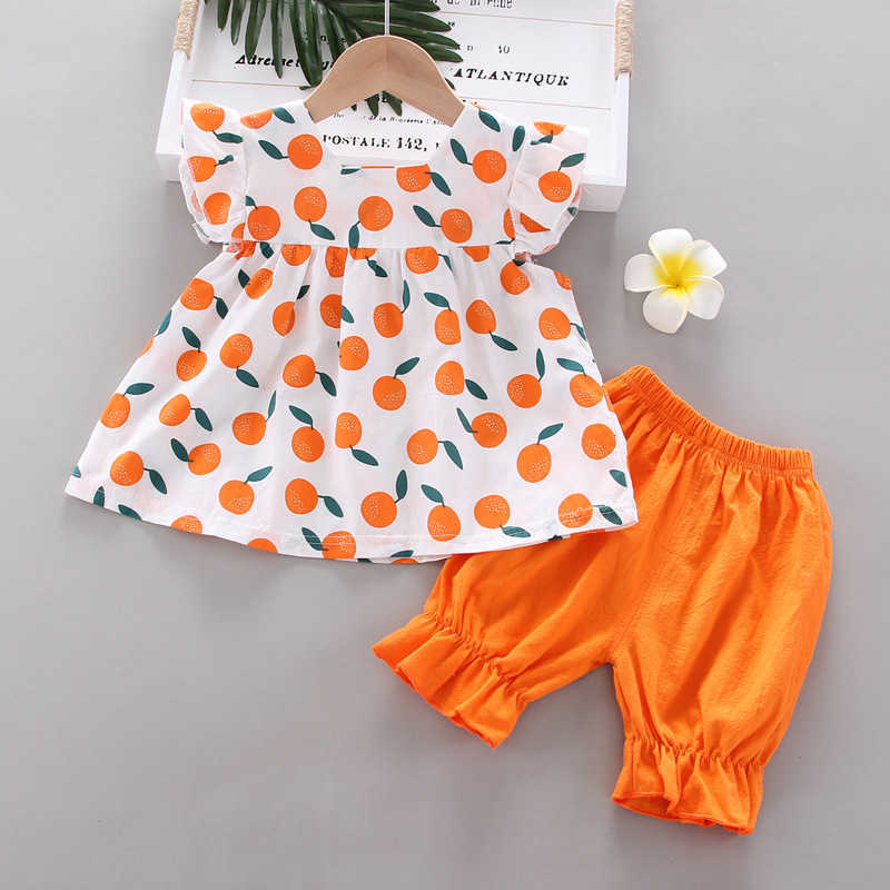 Сета New Summer Summer девочки одежда детская мультипликационная платья для модных шортов /sets малыш. Случайный костюм для детской одежды для детей костюм P230418