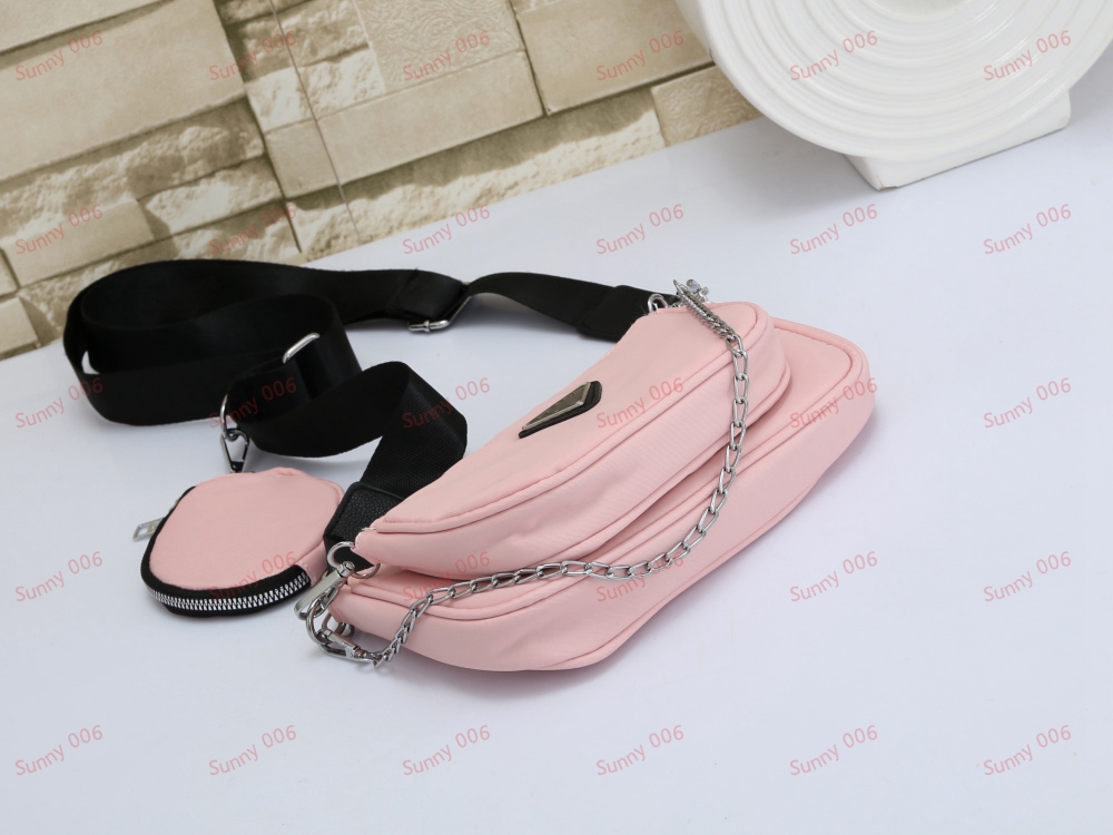 3 -stycken Cross Body Bag Chain Carrying Bag Designer Coin Wallet Pendant Luxury tygväskor Populära Purses Handväska