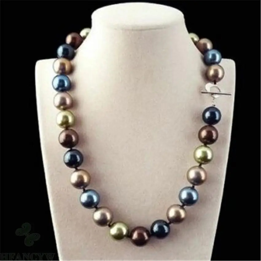 Collares colgantes enorme 12 mm multicolor redondo collar de perlas de concha del mar del sur 18 '' joyería regalo de boda chic colgar accesorios de mujer diy aurora231118