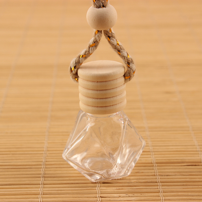 6 ml bil parfymflask luftfräschare container hängande glasflaskbilstyling för eteriska oljor parfym hänge dh33