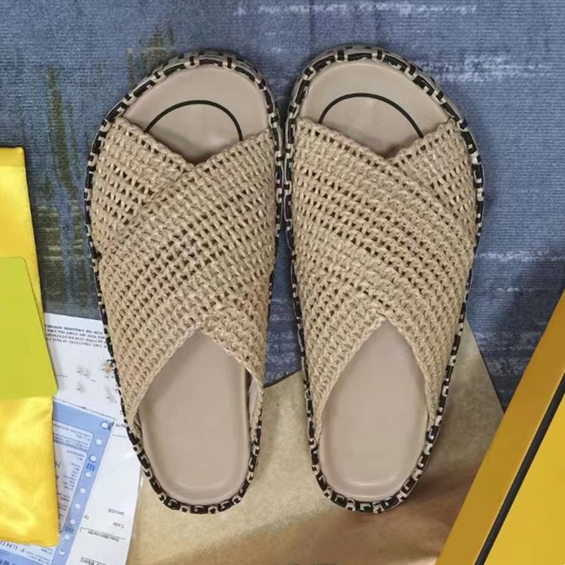 sommar Platta tofflor Dam Sandaler Designers Platform Slides SVART skor Nyhet Sandal Scuffs US Äkta MJUKT Lädersko Dam slipperstrandtofflor storlek 35-45