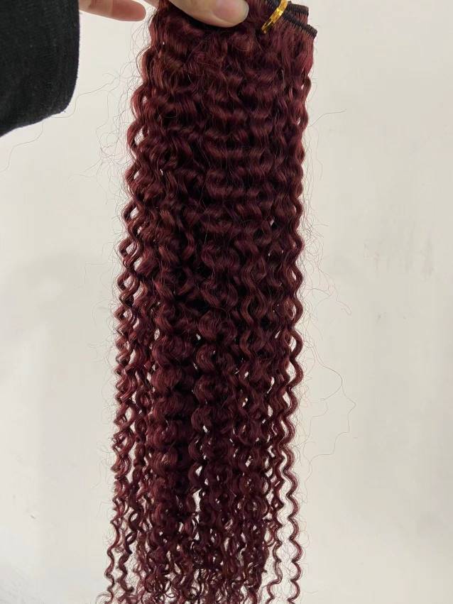 Brazilian deep curly clip ins Reddish brown colored human hair extension 10-24inch 100g/pack 2023 hot chocolate red ponytail hairpiece diva1