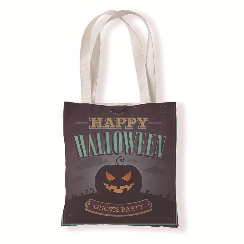 Emballage cadeau Sac en toile Mode Halloween Épaule unique Littérature et art protection de l'environnement Sacs à provisions Loisirs Changement de poche Citrouille