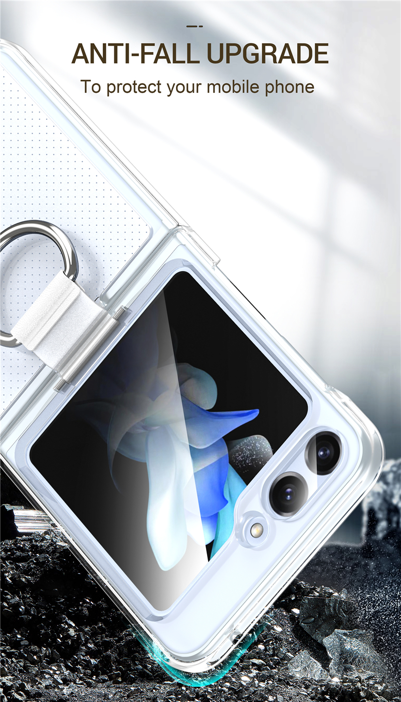 Capa de telefone transparente fosca Vogue para Samsung Galaxy dobrável Z Flip 5 4 3 5G suporte de anel fino durável protetor completo fosco transparente suporte dobrável à prova de choque