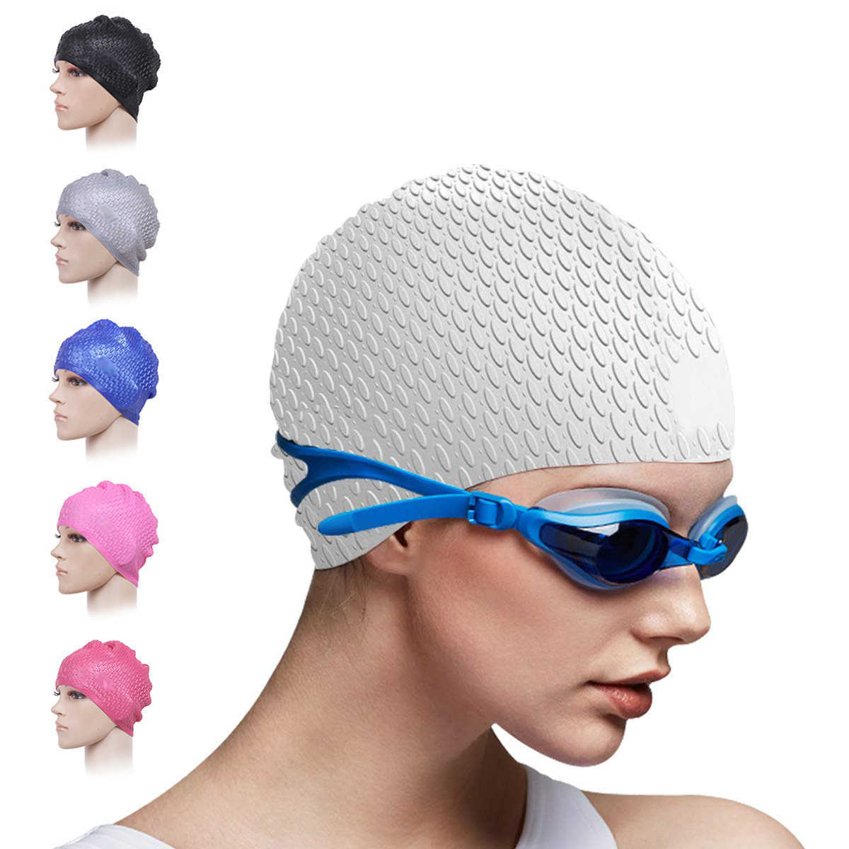 Toucas de natação femininas conjunto à prova d'água de silicone para cabelo longo feminino touca de natação masculina Natacion óculos de mergulho equipamento 2022 P230531