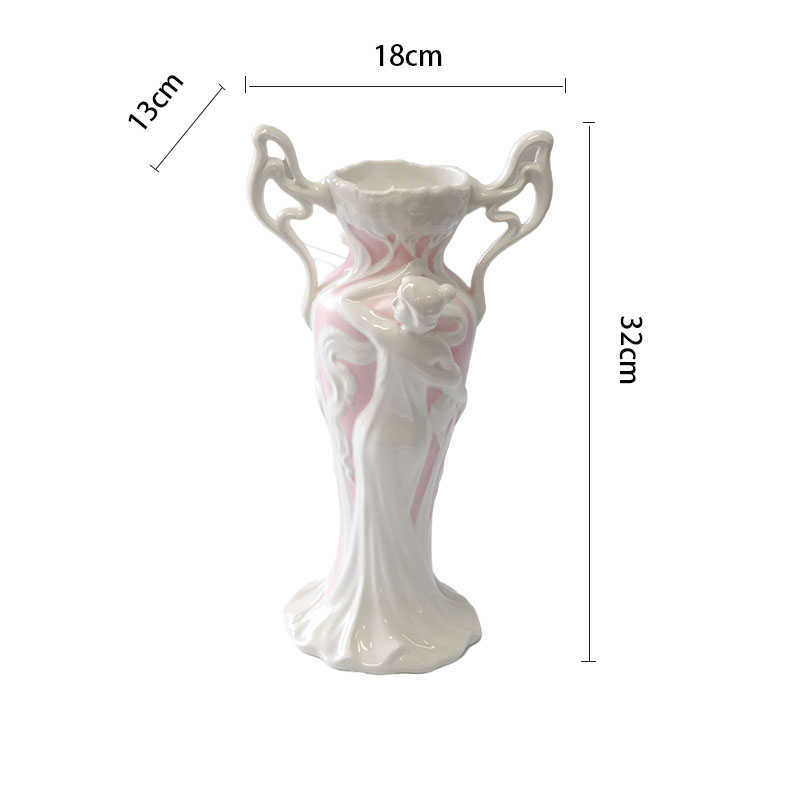 Vases European-style ceramic three-dimensional Muse double-ear vase Y23
