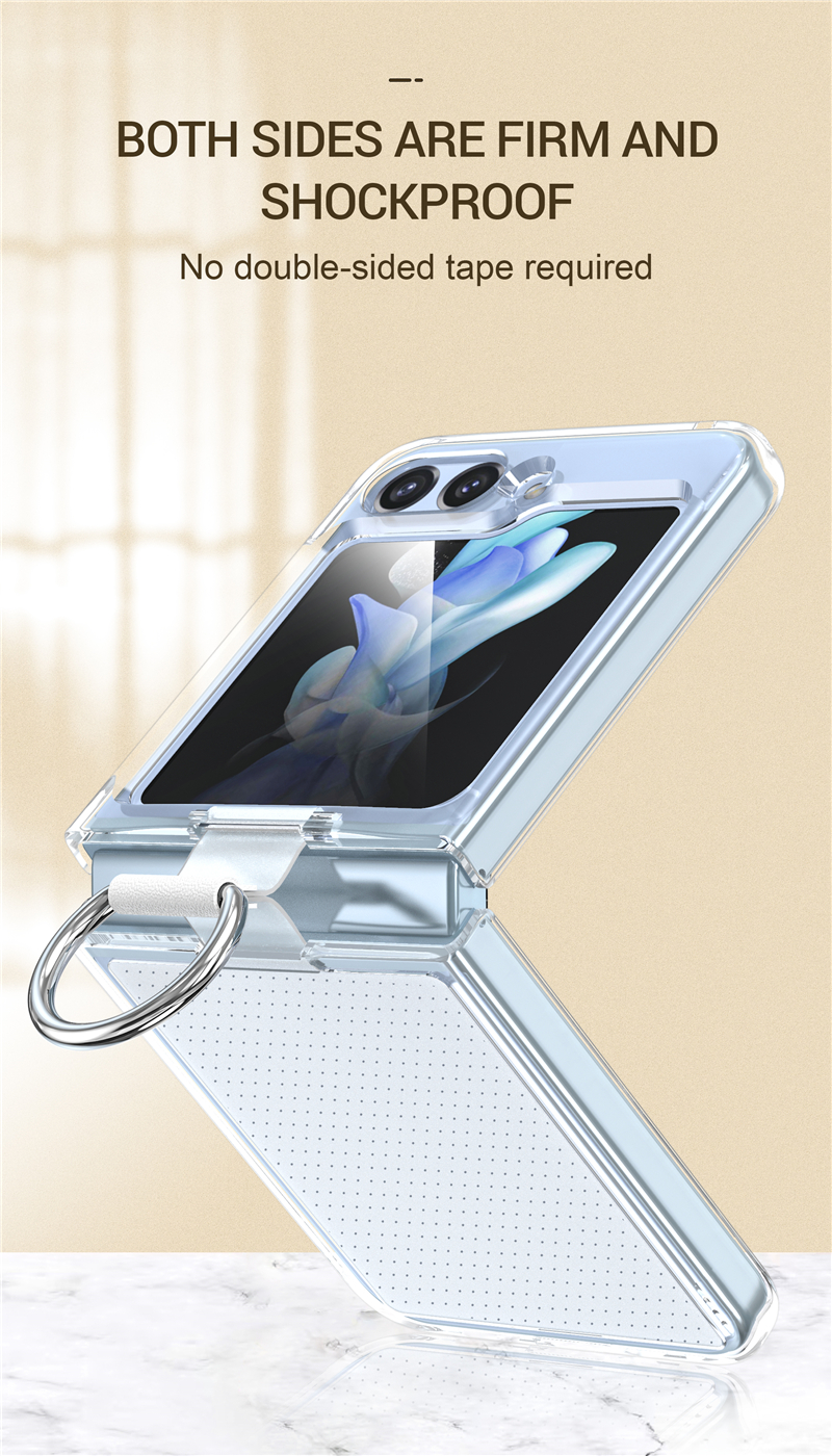 Capa de telefone transparente fosca Vogue para Samsung Galaxy dobrável Z Flip 5 4 3 5G suporte de anel fino durável protetor completo fosco transparente suporte dobrável à prova de choque