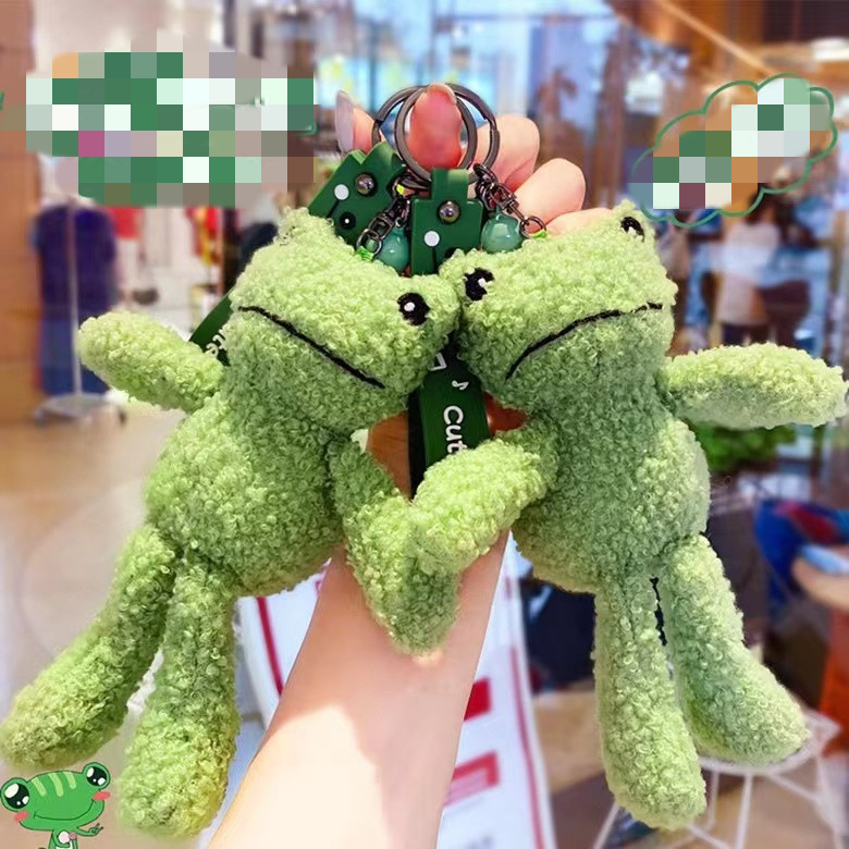 Miguo Green Plush Frog Men's Keychain Small Gift Girl's Bag Hanger Doll Machine Male