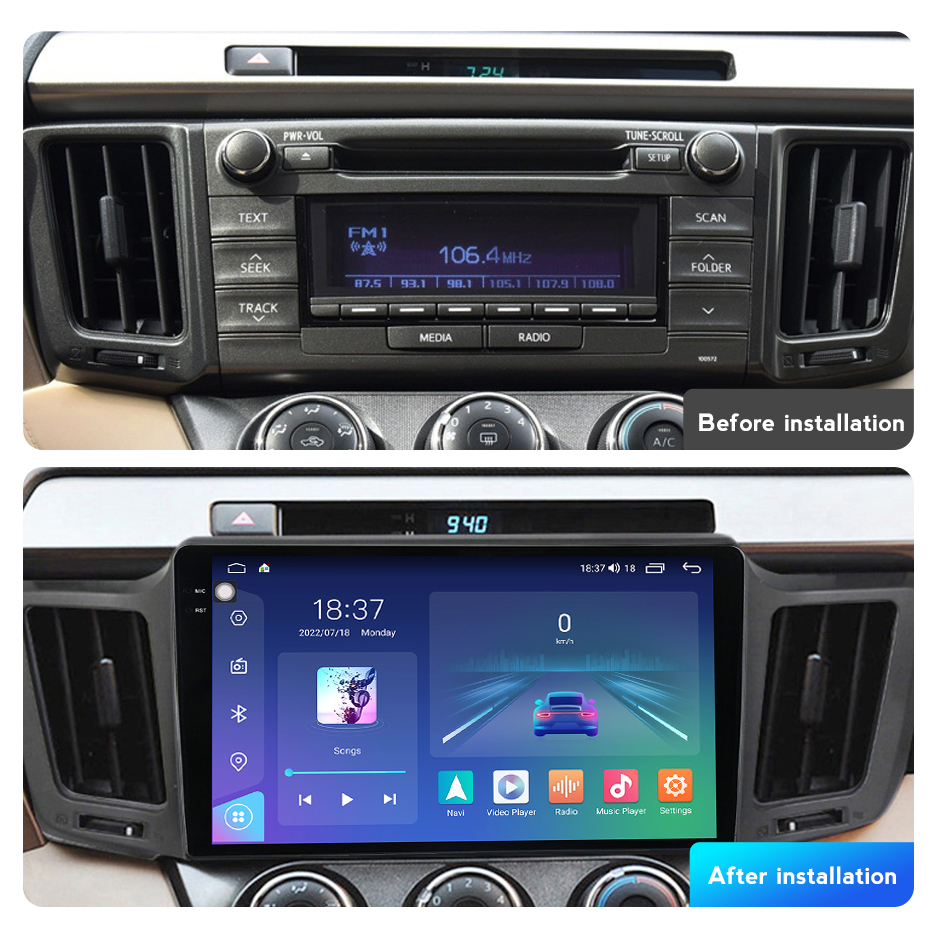 Radio Dvd auto QLED 256G Android Toyota RAV4 4 XA40 5 XA50 2012-2018 Carplay Lettore multimediale multimediale Stereo