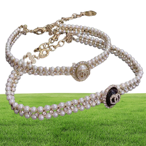 Fashion Double Pearl Diamond Halskette Mode hochgradige Atmosphäre Buchstäbchen CHOKER Kette2506170