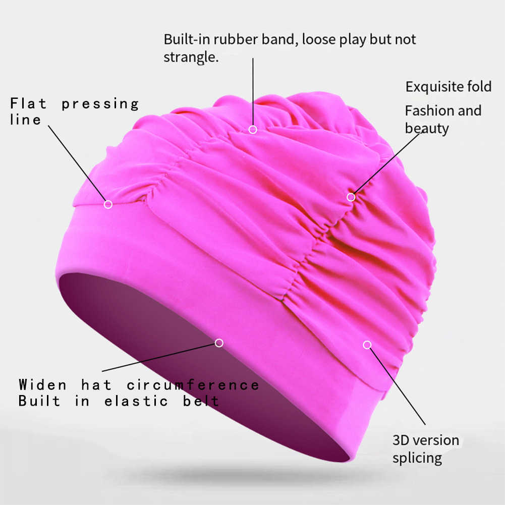 Kaps kvinnors långa hår sportpool vattentät mjuk drag elastisk simning hatt p230531