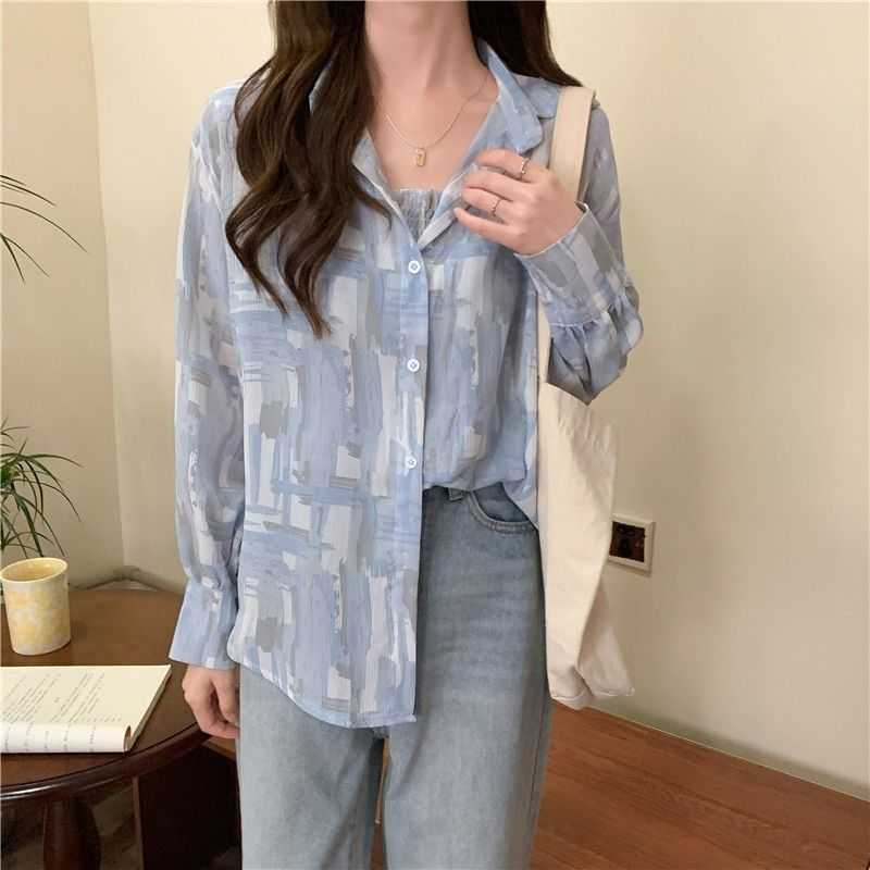 Vêtements de protection solaire Tie Dyed à manches longues Crème solaire Chemise Tops Été Mince Mousseline de Soie Ensemble Vintage Blouse Lâche Manteau Mode Coréenne Femmes Vêtements P230418