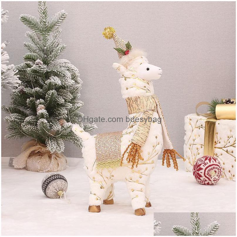 Christmas Decorations Xmas Christmas Decorations Alpaca Llama Plush Toys Stuffed Animal Sheep Dolls For Kids New Year Decoration Cute Dhpvu