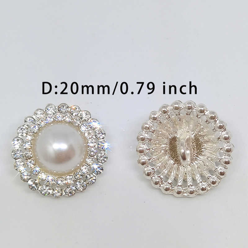 Düğme Saç Klipler Barrettes 20mm Lüks İnci Rhinestone Düğmeleri Giyim Moda Dekoru Metal Yuvarlak Düğme Gümüş Düğmesi Dikiş Aksesuarları Kıyafet DIY