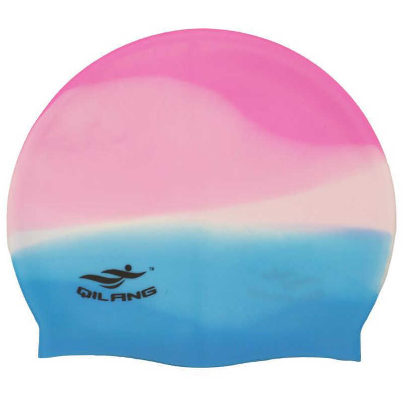 Swimming caps Women Men Ladies Rainbow Colorful Waterproof Silicone Ear Long Hair Protection Swim Pool Swimming Cap Swimwear Hats for Adults P230418