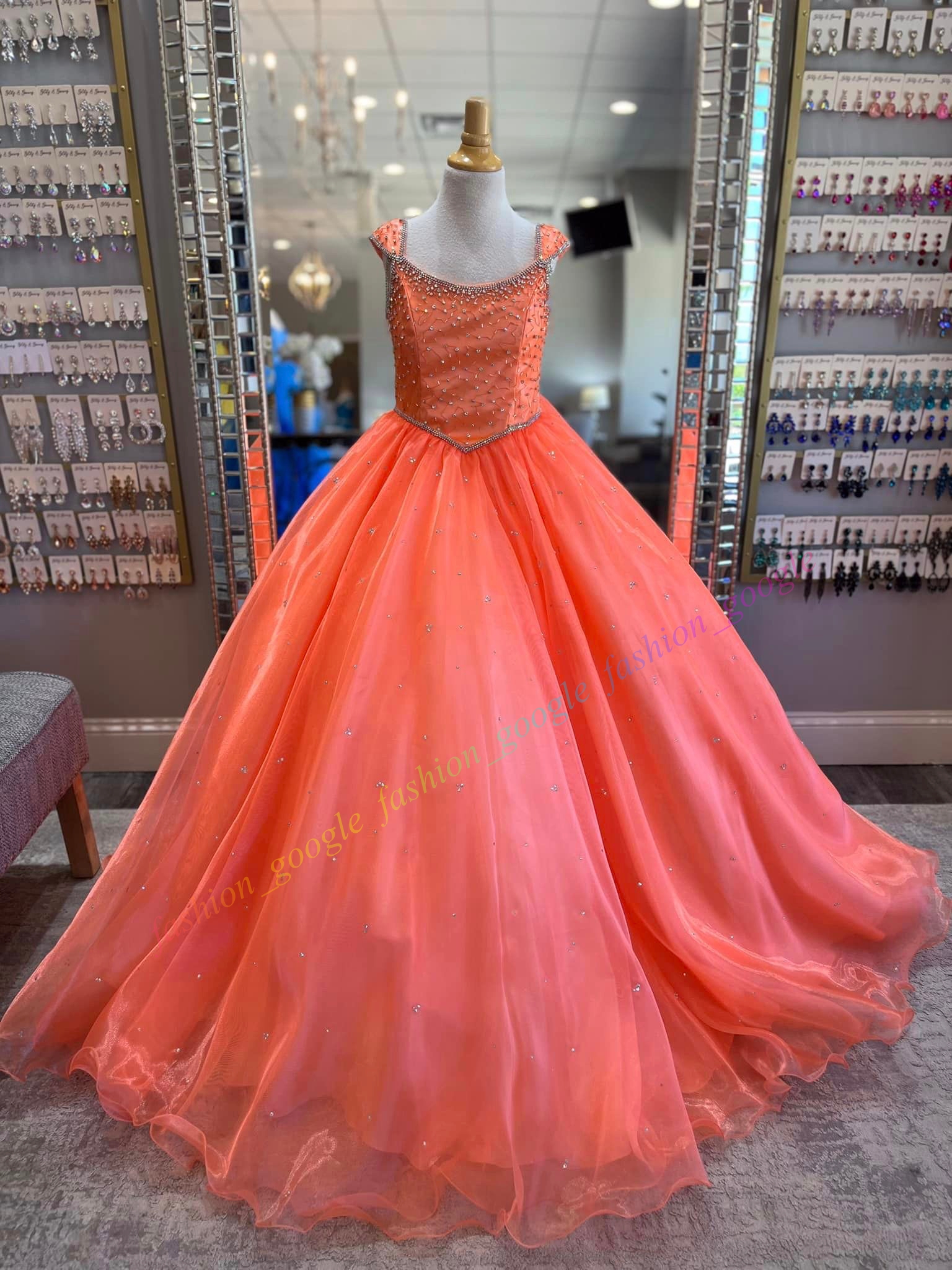 Barbie Pink Little Girl Pageant Dress Crystal Tassel Cap Sleeves Orange Baby Kid Fun Fashion Runway Drama Birthday Cocktail Party Gown Toddler Teen Preteen