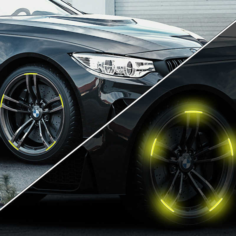 New Car Wheel Hub Reflective Sticker Tire Rim Reflective Strips Luminous Sticker For Night Driving Car-styling Accessories