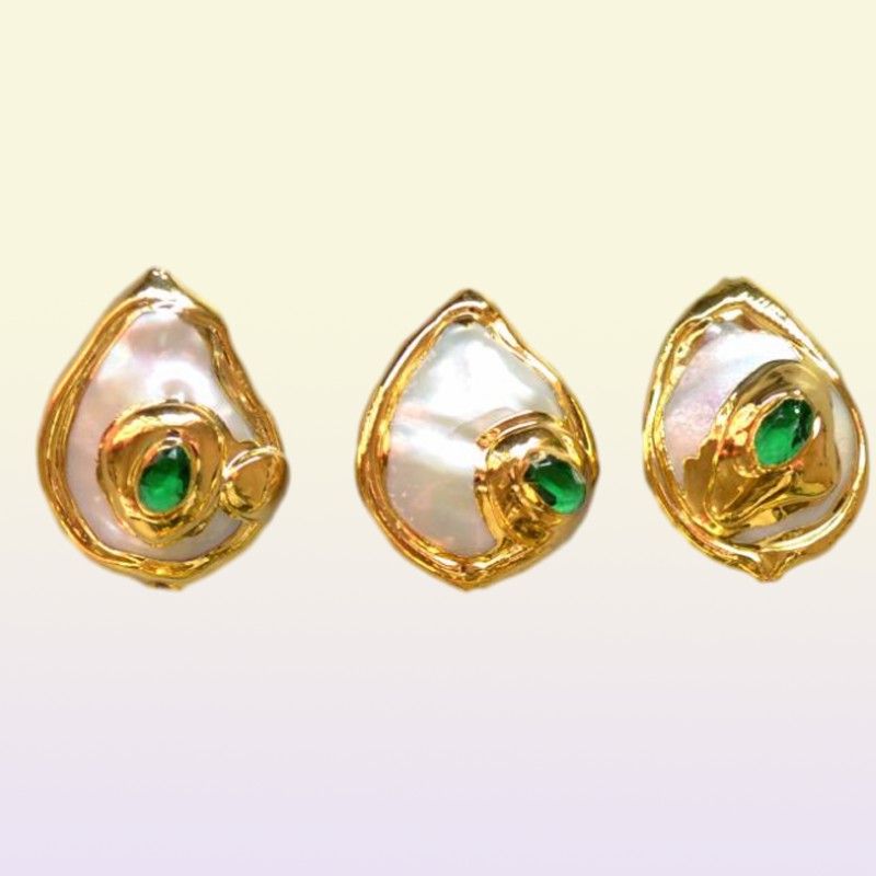 Подвесные ожерелья Природа пресноводной жемчужный разъем с цирконом золотым гальванином для ювелирных изделий изготовления белого проставки Beadspende5601661