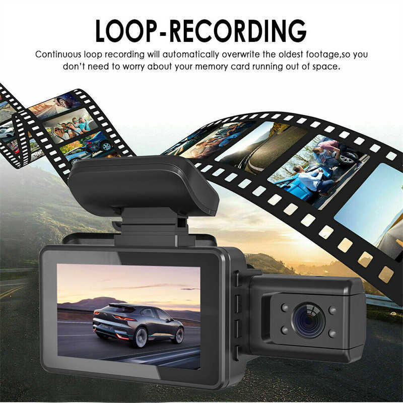 Ny 3 tums Dash Cam HD 1080P Bil DVR Kamera 170 Vidvinkel Night Vision Video Recorders Loop Recording Bilkamera Way Med G-Sensor