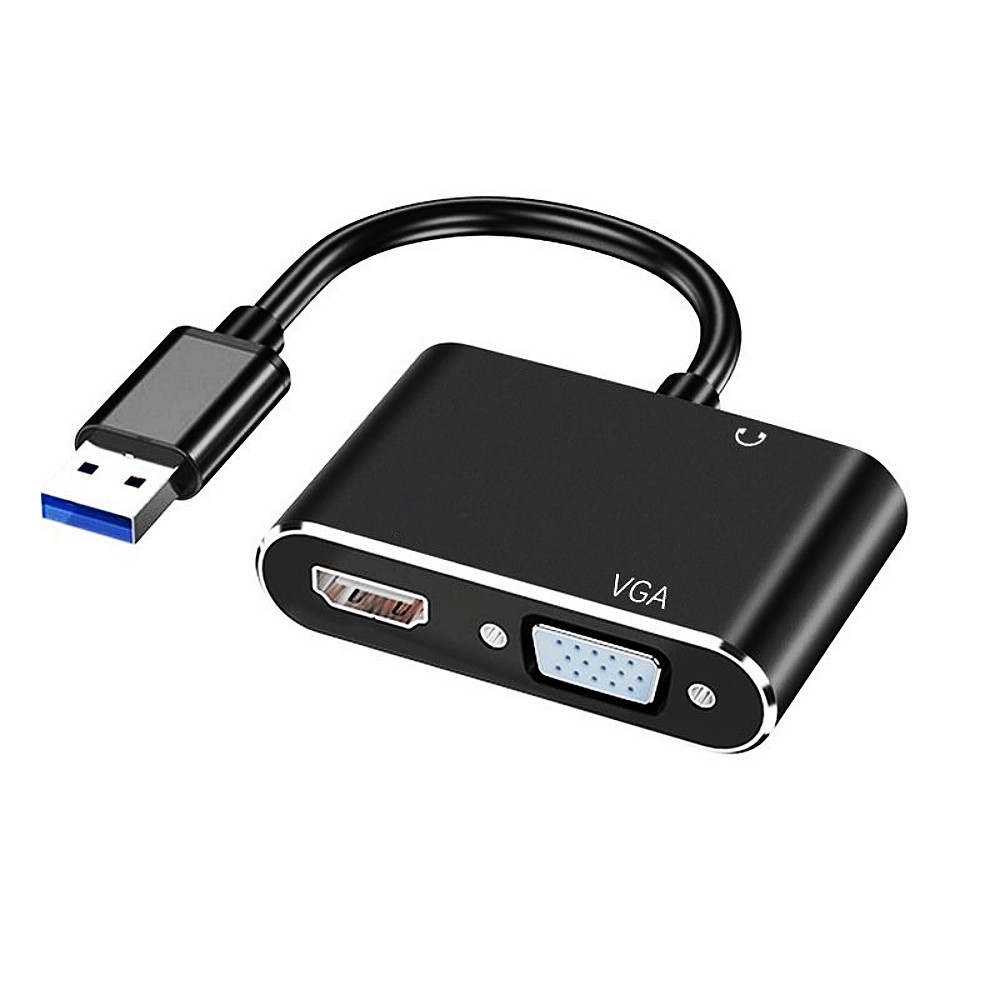 USB To HDTV 1080P VGA Cable Adapter Dual Display Audio Video Support VGA Converter Adapter for Windows7/8/10/11 Mac OS