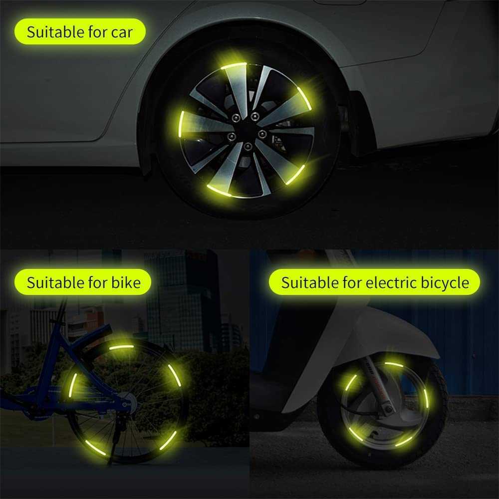 New Car Wheel Hub Reflective Sticker Luminous Car Sticker and Decals for Motorcycle Car Night Driving Safety Luminous Stickers