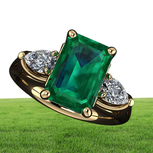Anello di smerald verde oro 14k donne Bague Diamant Bizuteria Anillos de Pure Emerald Gemstone Gold 14K Gold Gold For Females Y9214623
