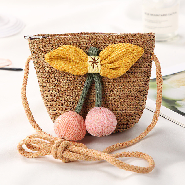 2023 New Summer Children's Beach Hat Bag Set Girl Girl SunStre -Sol Hat Hat Student Straw Hat Baby Hat Hat Bag Conjunto