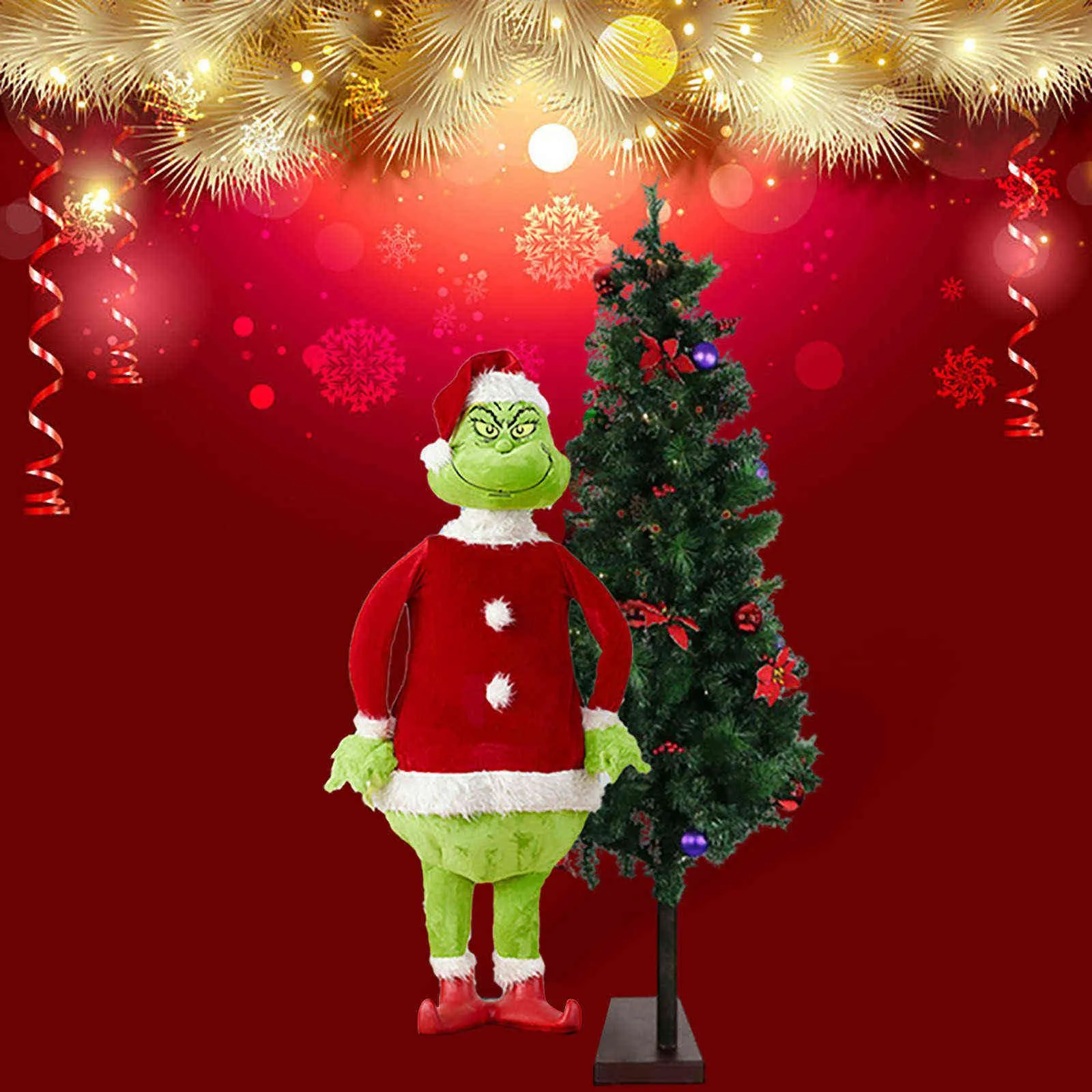 Schnelle Lieferung, realistische animierte Grinch-Weihnachtsdekoration, Weihnachtsbaum, Raumdekoration, 2023, Puppengeschenk, Decoracin navidea