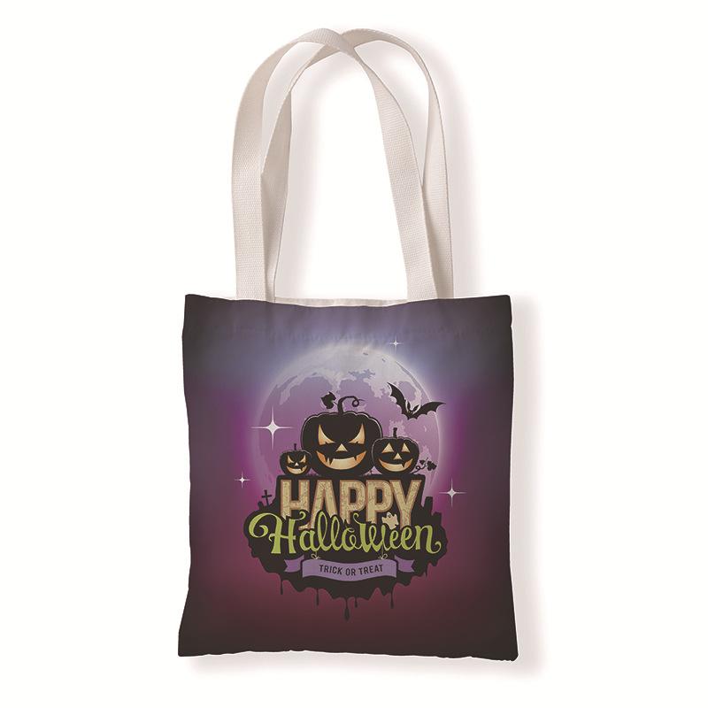 Emballage cadeau Sac en toile Mode Halloween Épaule unique Littérature et art protection de l'environnement Sacs à provisions Loisirs Changement de poche Citrouille