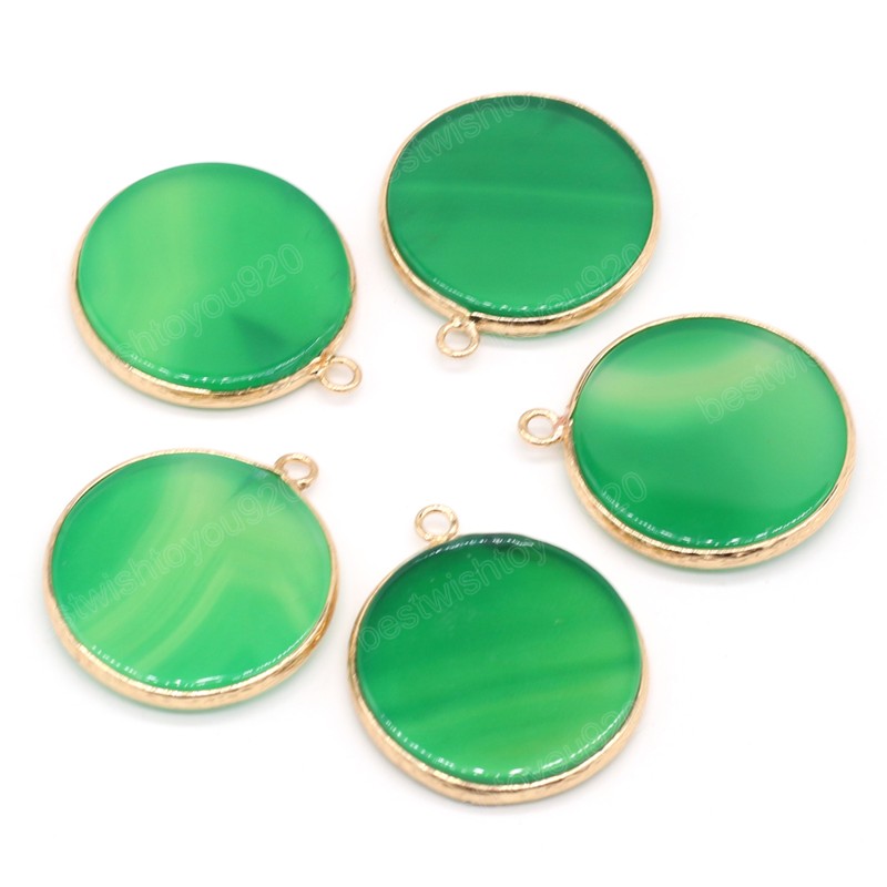 27x31mm jade redonda pendente de pedra natural artesanato jóias que fabricam acessórios de brinco de colar de colar de diy decoração de festas de charme para festas