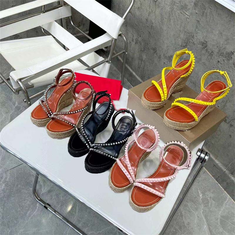 디자이너 여성 하이힐 샌들 여름 패션 섹시한 방수 플랫폼 파티 신발 가죽 디자이너 슬리퍼 고품질 웨딩 솔즈 힐 12cm 상자