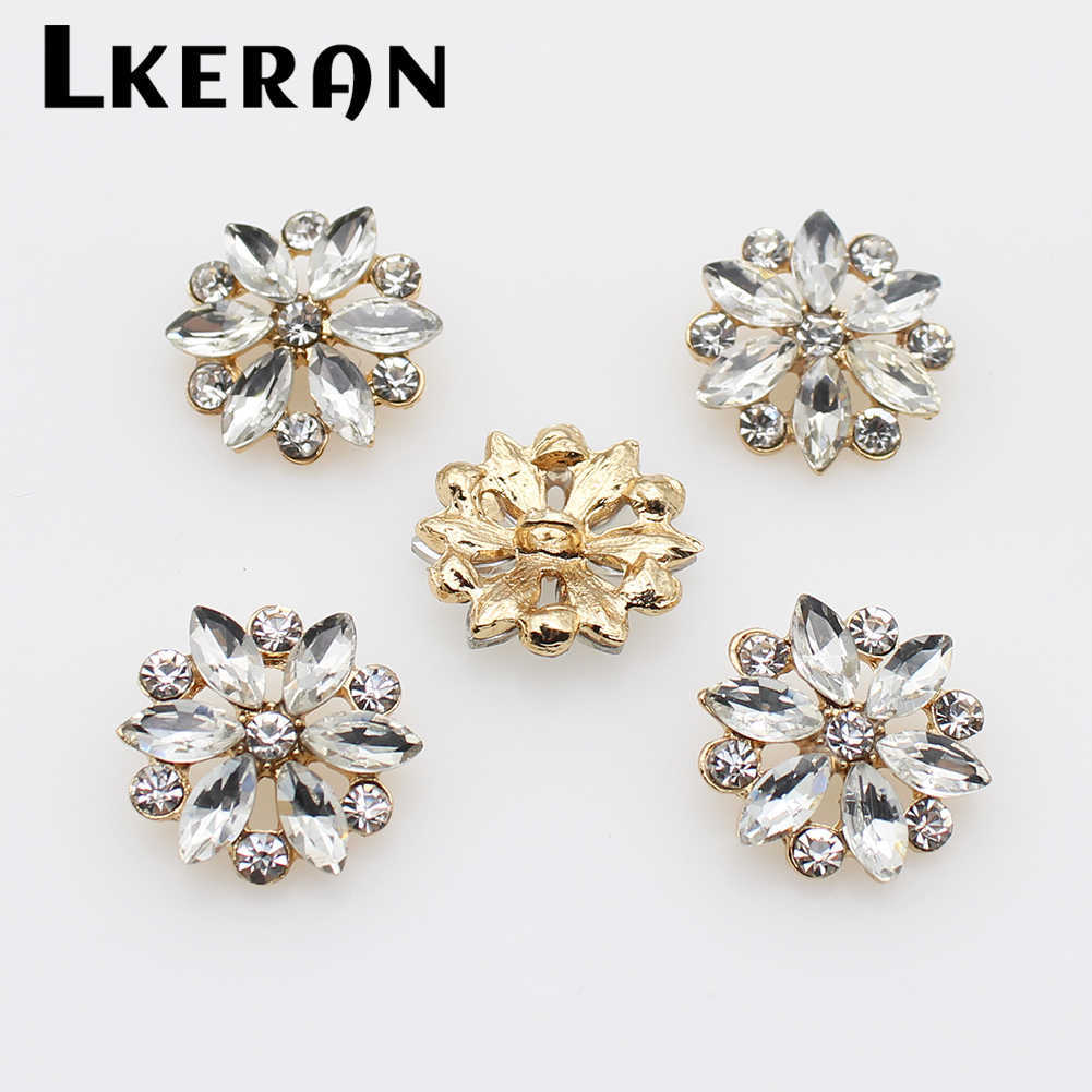 Clipes de cabelo de botão Barrettes LKERAN 21mm Mini Flor Metal Metal Diy Crafts Rounds Botões de strass para acessórios de costura de bordados