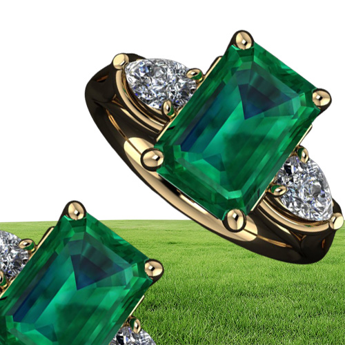 Joyas de oro de 14k anillo de esmeralda verde para mujeres Bague Diamant Bizuteria anillos de pura piedra preciosa esmeralda anillo de oro de 14k para hembras y9214623