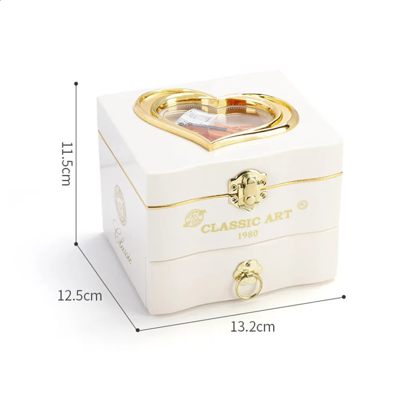 Smyckeslådor Klassiska roterande dansare Ballerina Piano Music Box Clockwork Plastic Girls Hand Crank Mekanism Christmas Gift 231118