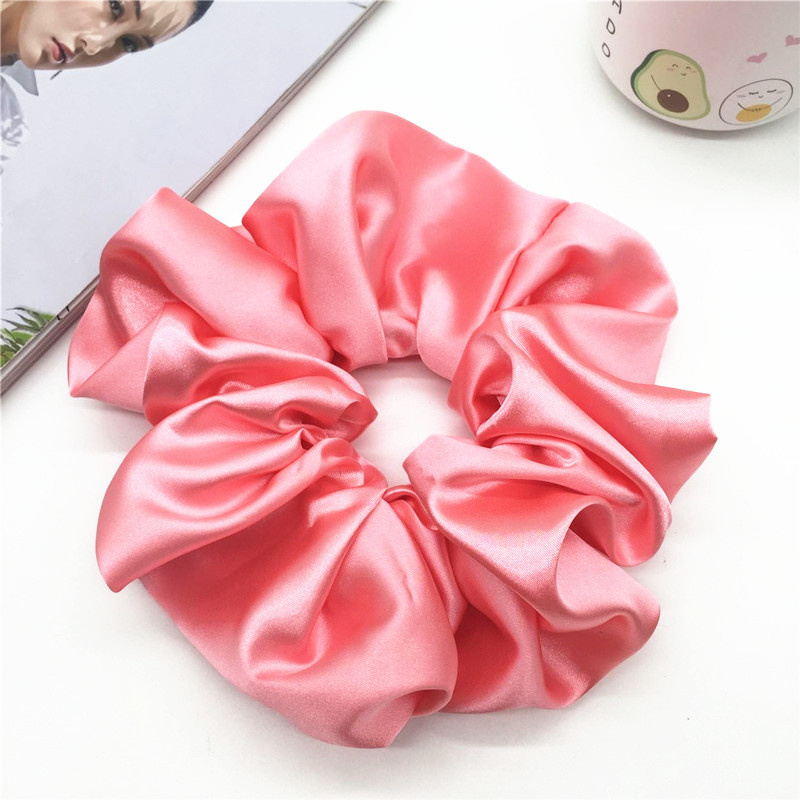 New French Solid Color Oversized Retro Large Intestine Ring Rubber Hairband Elastic Hairband Women's Hair Rope Headwear