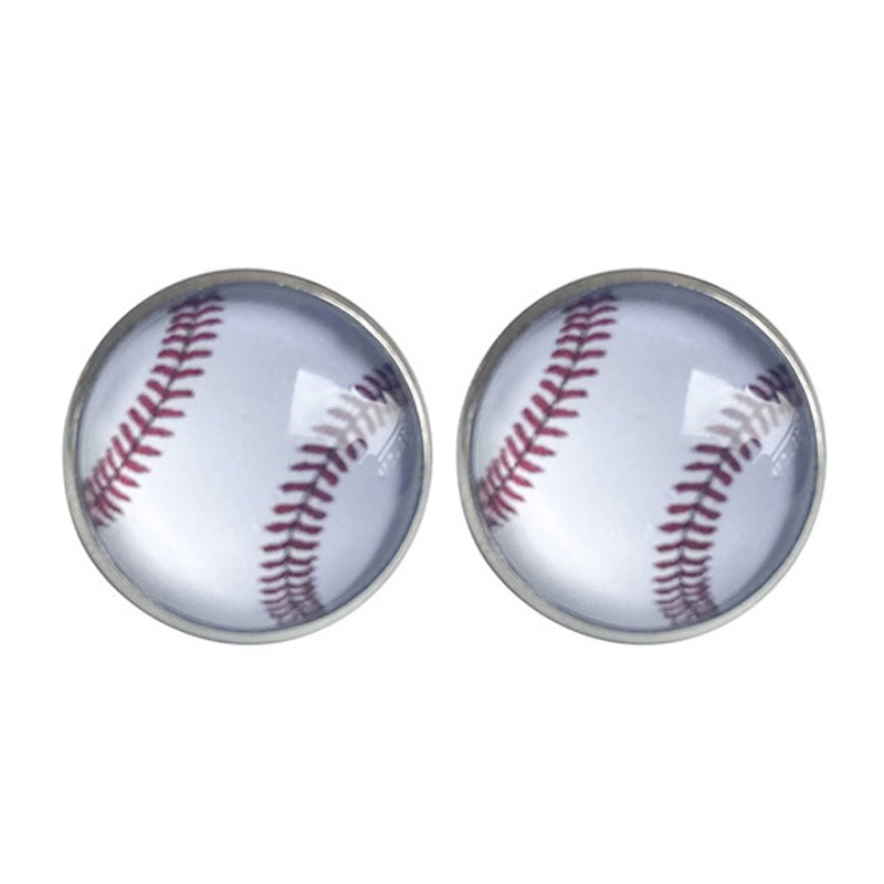 Mais recente design personalizado de design de beisebol de vôbol de vidro de vidro de vidro de vidro Brincos de gemas de gem